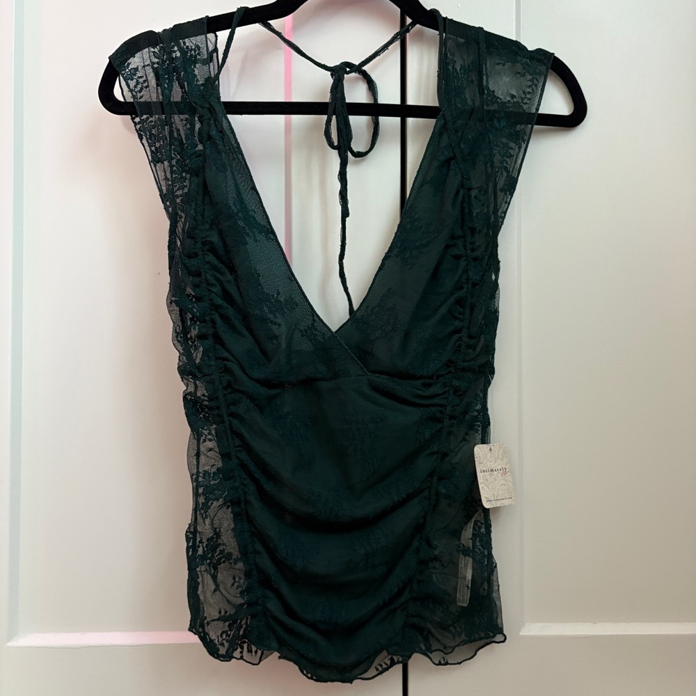NWT Free People Lacey in Love Lace Top - Green - Small